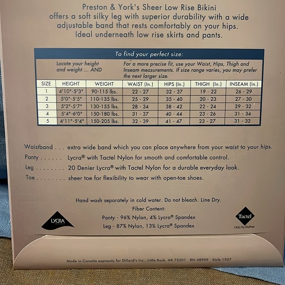 Preston & York Sheer Black Pantyhose - Size 2 - Picture 6 of 7